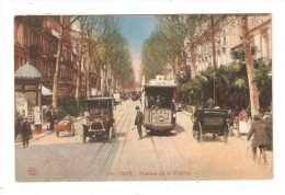 CPA 06 NICE Avenue De La Victoire : Animation - Tramway - Voitures Années 1910/20 Colorisée - Tráfico Rodado - Auto, Bus, Tranvía