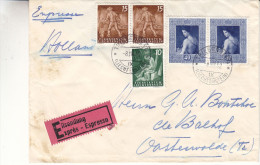 Liechtenstein - Lettre Expres De 1952 - Oblitération Triesenberg - Expédié Vers La Hollande - Peinture - Forgeron - Briefe U. Dokumente