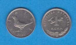 CROACIA  1 KUNA 2.001  Cu-Ni-Zn  KM#9.1      MBC/VF     DL-11.598 - Croatia