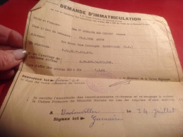 Demande D Immatriculation Autun 1944 Badonviller - Décrets & Lois