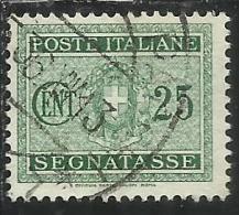 ITALIA REGNO ITALY KINGDOM 1934 SEGNATASSE TAXES DUE TASSE STEMMA CON FASCI COAT OF ARMS CENT. 25 USATO USED - Taxe