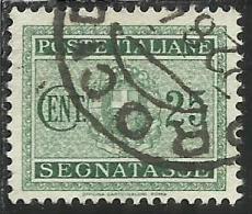 ITALIA REGNO ITALY KINGDOM 1934 SEGNATASSE TAXES DUE TASSE STEMMA CON FASCI COAT OF ARMS CENT. 25 USATO USED - Taxe