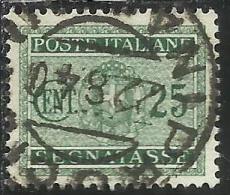 ITALIA REGNO ITALY KINGDOM 1934 SEGNATASSE TAXES DUE TASSE STEMMA CON FASCI COAT OF ARMS CENT. 25 USATO USED - Taxe