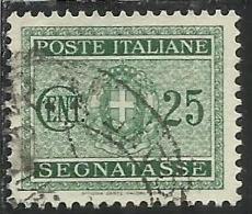 ITALIA REGNO ITALY KINGDOM 1934 SEGNATASSE TAXES DUE TASSE STEMMA CON FASCI COAT OF ARMS CENT. 25 USATO USED - Taxe