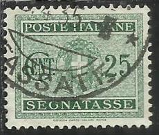 ITALIA REGNO ITALY KINGDOM 1934 SEGNATASSE TAXES DUE TASSE STEMMA CON FASCI COAT OF ARMS CENT. 25 USATO USED - Taxe