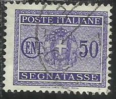 ITALIA REGNO ITALY KINGDOM 1934 SEGNATASSE TAXES POSTAGE DUE TASSE STEMMA CON FASCI COAT OF ARMS CENT. 50 USATO USED - Taxe