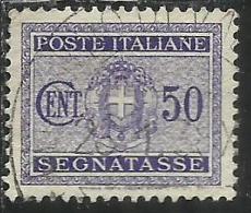 ITALIA REGNO ITALY KINGDOM 1934 SEGNATASSE TAXES POSTAGE DUE TASSE STEMMA CON FASCI COAT OF ARMS CENT. 50 USATO USED - Taxe