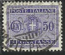 ITALIA REGNO ITALY KINGDOM 1934 SEGNATASSE TAXES POSTAGE DUE TASSE STEMMA CON FASCI COAT OF ARMS CENT. 50 USATO USED - Taxe