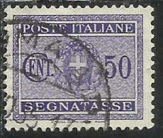 ITALIA REGNO ITALY KINGDOM 1934 SEGNATASSE TAXES POSTAGE DUE TASSE STEMMA CON FASCI COAT OF ARMS CENT. 50 USATO USED - Taxe