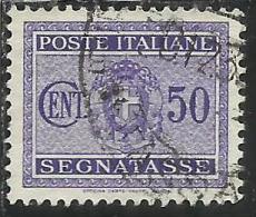 ITALIA REGNO ITALY KINGDOM 1934 SEGNATASSE TAXES POSTAGE DUE TASSE STEMMA CON FASCI COAT OF ARMS CENT. 50 USATO USED - Taxe