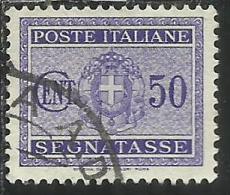 ITALIA REGNO ITALY KINGDOM 1934 SEGNATASSE TAXES POSTAGE DUE TASSE STEMMA CON FASCI COAT OF ARMS CENT. 50 USATO USED - Taxe