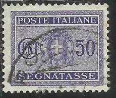 ITALIA REGNO ITALY KINGDOM 1934 SEGNATASSE TAXES POSTAGE DUE TASSE STEMMA CON FASCI COAT OF ARMS CENT. 50 USATO USED - Taxe