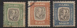 P510.-. ICELAND / ISLANDIA - 1907-08 . SC#: O 32- O 34 - OFFICIAL STAMP .-. USED .  CV:US$ 15.00 - Officials