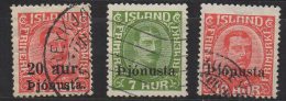 P514.-. ICELAND / ISLANDIA - 1923-36 . SC#: O 52, O 70, O 71 - OFFICIAL STAMP .-. USED .  CV:US$ 47.00 - Officials