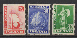 P529.-. ICELAND / ISLANDIA - 1939 . SC#: 213-215 - NEW YORK WORLD`S FAIR  .-. MH .  CV:US$ 11.00 - Nuovi