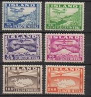 P537.-. ICELAND / ISLANDIA - 1934 . SC#: C 15- C 20 - PLANES  .-. MH .  CV:US$ 52.00 - Aéreo