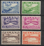 P537.-. ICELAND / ISLANDIA - 1934 . SC#: C 15- C 20 - PLANES  .-. MH .  CV:US$ 52.00 - Airmail