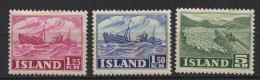 P542.-. ICELAND / ISLANDIA - 1950-54 . SC#: 265,266,268 - .-. MH .  CV:US$ 26.00 - Unused Stamps