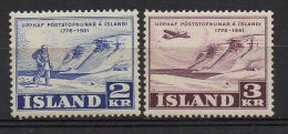 P543.-. ICELAND / ISLANDIA - 1951 . SC#: 271,272- 175TH ANNIV. OF ICELAND`S POSTAL SERVICE .-. MH .  CV:US$ 5.00 - Ongebruikt
