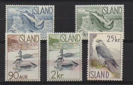 P546.-. ICELAND / ISLANDIA - 1959-60 . SC#: 319-323 . SALMON, DUCKS AND GYRFALCON ( MH ) .-. MNH-MH .  CV:US$ 20.00 - Nuovi