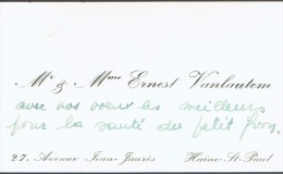 Carte De Visite De M. Et Mme Ernest Vanlautem, Avenue Jean Jaurès, Haine St Paul (1947) - Visiting Cards