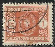 ITALIA REGNO ITALY KINGDOM 1934 SEGNATASSE TAXES POSTAGE DUE TASSE STEMMA CON FASCI COAT OF ARMS LIRE 1 USATO USED - Taxe