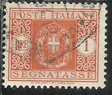 ITALIA REGNO ITALY KINGDOM 1934 SEGNATASSE TAXES POSTAGE DUE TASSE STEMMA CON FASCI COAT OF ARMS LIRE 1 LIRA USATO USED - Taxe