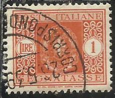 ITALIA REGNO ITALY KINGDOM 1934 SEGNATASSE TAXES POSTAGE DUE TASSE STEMMA CON FASCI COAT OF ARMS LIRE 1 LIRA USATO USED - Taxe