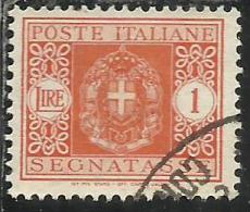 ITALIA REGNO ITALY KINGDOM 1934 SEGNATASSE TAXES POSTAGE DUE TASSE STEMMA CON FASCI COAT OF ARMS LIRE 1 LIRA USATO USED - Taxe