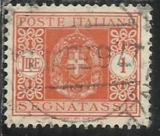 ITALIA REGNO ITALY KINGDOM 1934 SEGNATASSE TAXES POSTAGE DUE TASSE STEMMA CON FASCI COAT OF ARMS LIRE 1 LIRA USATO USED - Taxe