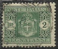 ITALIA REGNO ITALY KINGDOM 1945 LUOGOTENENZA SEGNATASSE TAXES TASSE POSTAGE DUE FILIGRANA RUOTA WHEEL LIRE 2 USATO USED - Portomarken