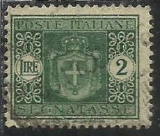 ITALIA REGNO ITALY KINGDOM 1945 LUOGOTENENZA SEGNATASSE TAXES TASSE POSTAGE DUE FILIGRANA RUOTA WHEEL LIRE 2 USATO USED - Strafport