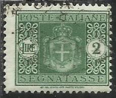 ITALIA REGNO ITALY KINGDOM 1945 LUOGOTENENZA SEGNATASSE TAXES TASSE POSTAGE DUE FILIGRANA RUOTA WHEEL LIRE 2 USATO USED - Strafport