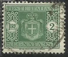 ITALIA REGNO ITALY KINGDOM 1945 LUOGOTENENZA SEGNATASSE TAXES TASSE POSTAGE DUE FILIGRANA RUOTA WHEEL LIRE 2 USATO USED - Taxe