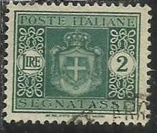 ITALIA REGNO ITALY KINGDOM 1945 LUOGOTENENZA SEGNATASSE TAXES TASSE POSTAGE DUE FILIGRANA RUOTA WHEEL LIRE 2 USATO USED - Portomarken