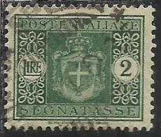 ITALIA REGNO ITALY KINGDOM 1945 LUOGOTENENZA SEGNATASSE TAXES TASSE POSTAGE DUE FILIGRANA RUOTA WHEEL LIRE 2 USATO USED - Taxe