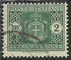 ITALIA REGNO ITALY KINGDOM 1945 LUOGOTENENZA SEGNATASSE TAXES TASSE POSTAGE DUE FILIGRANA RUOTA WHEEL LIRE 2 USATO USED - Taxe