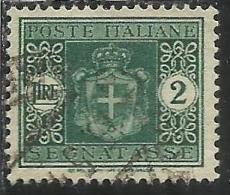 ITALIA REGNO ITALY KINGDOM 1945 LUOGOTENENZA SEGNATASSE TAXES TASSE POSTAGE DUE FILIGRANA RUOTA WHEEL LIRE 2 USATO USED - Portomarken