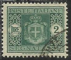 ITALIA REGNO ITALY KINGDOM 1945 LUOGOTENENZA SEGNATASSE TAXES TASSE POSTAGE DUE FILIGRANA RUOTA WHEEL LIRE 2 USATO USED - Strafport