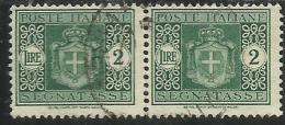 ITALY KINGDOM ITALIA REGNO LUOGOTENENZA 1945 TASSE TAXES POSTAGE DUE SEGNATASSE RUOTA WHEEL LIRE 2 USATO USED - Strafport