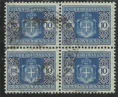 ITALIA REGNO ITALY KINGDOM LUOGOTENENZA 1945 SEGNATASSE POSTAGE DUE TASSE TAXE RUOTA WHEEL CENT. 10 USATO USED OBLITERE´ - Taxe