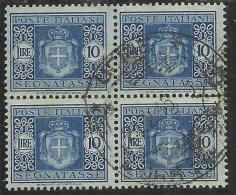 ITALIA REGNO ITALY KINGDOM LUOGOTENENZA 1945 SEGNATASSE POSTAGE DUE TASSE TAXE RUOTA WHEEL CENT. 10 USATO USED OBLITERE´ - Taxe