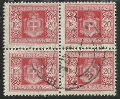 ITALIA REGNO ITALY KINGDOM 1945 LUOGOTENENZA SEGNATASSE TASSE POSTAGE DUE TAXE RUOTA WHEEL LIRE 20 USATO USED OBLITERE´ - Postage Due