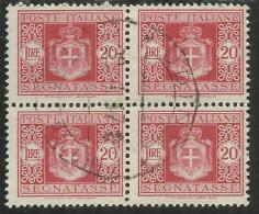 ITALIA REGNO ITALY KINGDOM 1945 LUOGOTENENZA SEGNATASSE TASSE POSTAGE DUE TAXE RUOTA WHEEL LIRE 20 USATO USED OBLITERE´ - Segnatasse