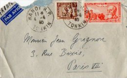 TB 912 - LSC - Lettre Du VIET NAM Par Avion  OB HANOI - TONKIN  Pour PARIS - Briefe U. Dokumente