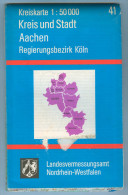 Landkarte Stadtplan Aachen 1993 7. Auflage Kreiskarte 41 / 1 : 50 000 Deutschland Nordrhein-Westfalen NRW Germany Map - Mapamundis