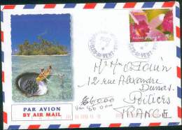 POLYNESIE LETTRE ILLUSTREE PAPETOAI MOOREA  ILES DU VENT 2004 POUR POITIERS TB - Storia Postale