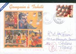 POLYNESIE LETTRE ILLUSTREE PAPETOAI MOOREA  ILES DU VENT 2006  GAUGUIN TAHITI POUR POITIERS TB - Storia Postale