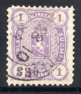 FINLAND 1882  1 Mk. Pale Mauve On Thin Paper, Perforated 12½ Used. Michel 19 Bx, Cat. €250 - Oblitérés