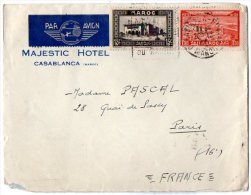 Delcampe - TB 917 - LSC - Lettre Du Maroc Par Avion Majestic Hotel OB CASABLANCA Pour PARIS - Marokko (1956-...)